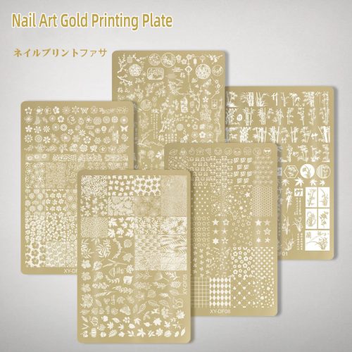 1pc Printed Steel Plate Template Golden Petals Lace Butterfly Pattern National Style Bamboo Forest Transfer Tool Summer Printing Plate Diy Nail Art