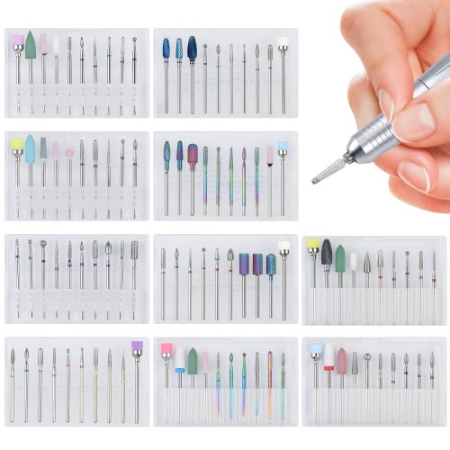 Nail Art Grinding Tool Set Discharged to A Dead Skin Polishing Cleaning Tools 10-Piece Tungsten Steel Polishing  Heads for Portable Nail Polisher Manicure Supplies for Professional and Home Use