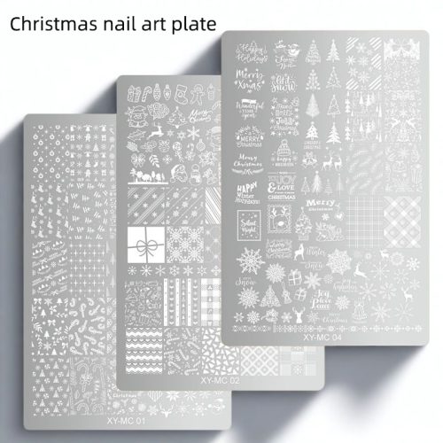 1PCS New Christmas nail art printing steel plate Snowflake bell elk nail art transfer steel plate plaid printing template