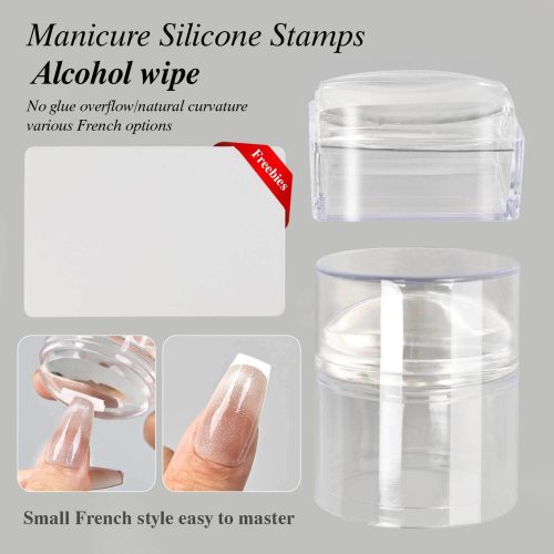 Internet celebrity hot item can be wiped with alcohol for nail art, silicone, French seal, square with cover, DIy printing tool, transfer seal